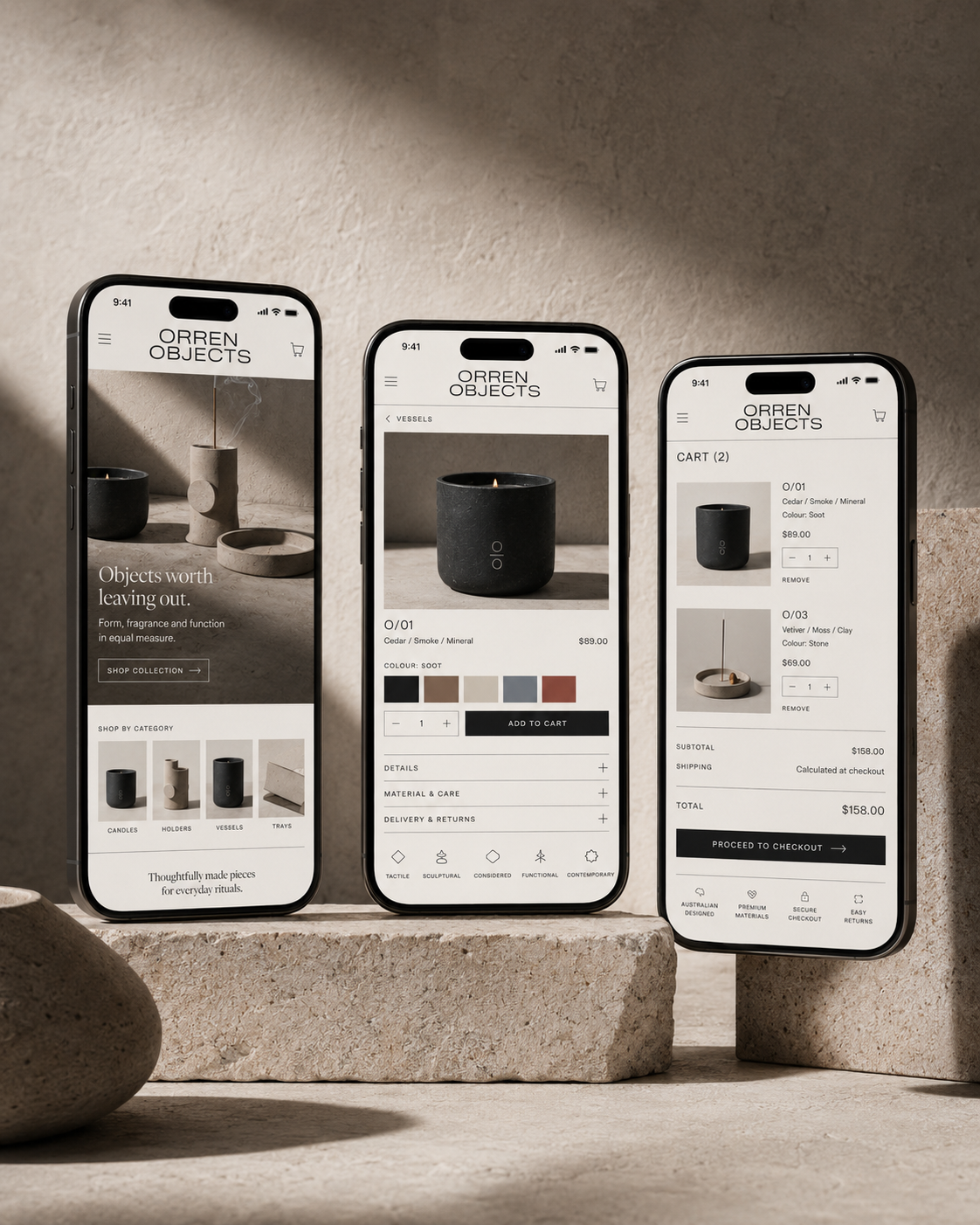 Orren Objects mobile ecommerce concept
